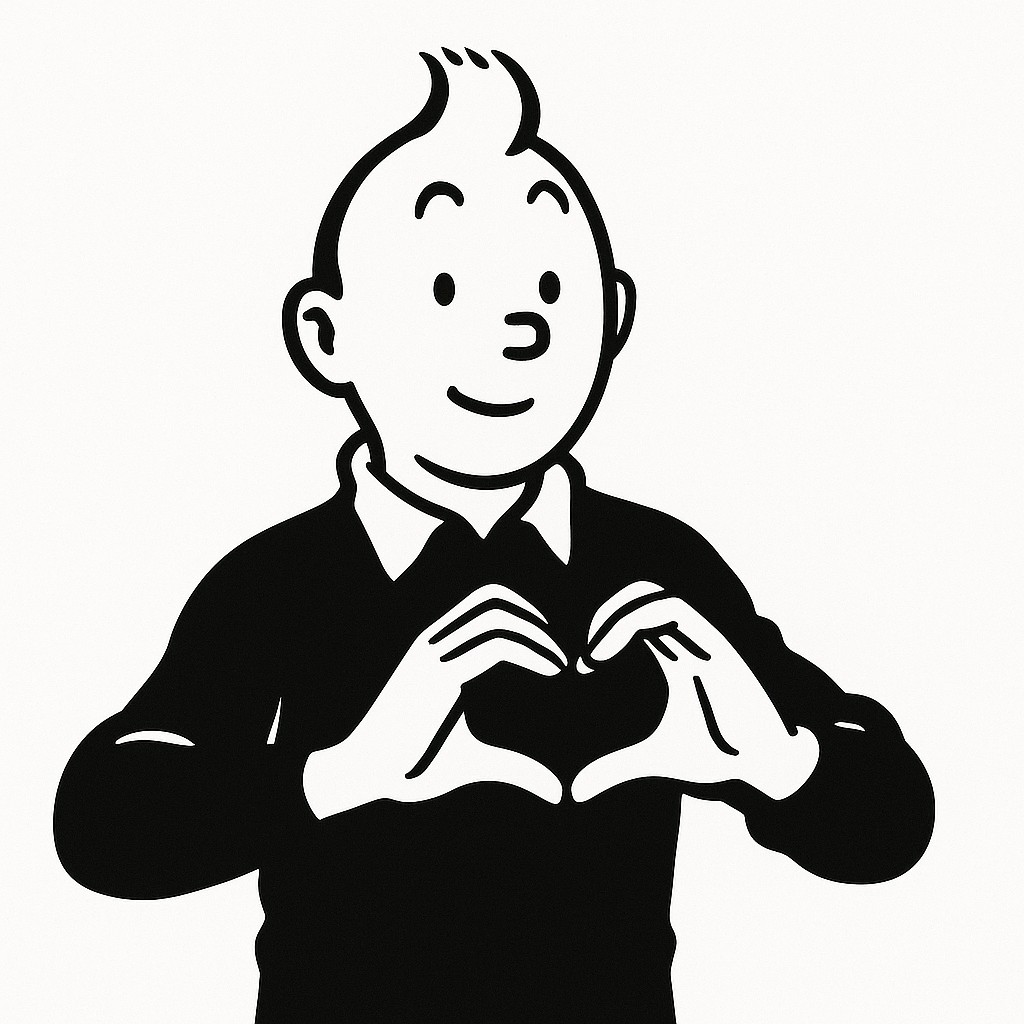 Sticker autocollant Tintin fait coeur avec doigts décoration decostickerstore - DQWVMU