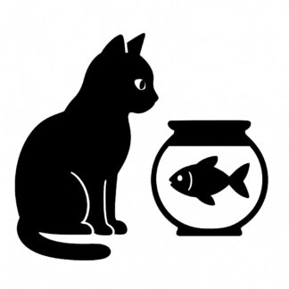 Sticker autocollant chat regarde poisson dans bocal décoration decostickerstore - V8DU2E