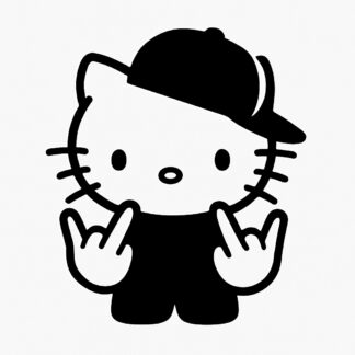 Sticker autocollant signe JUL avec hello Kitty qui a une casquette sur le coté décoration decostickerstore - WFO6Y2