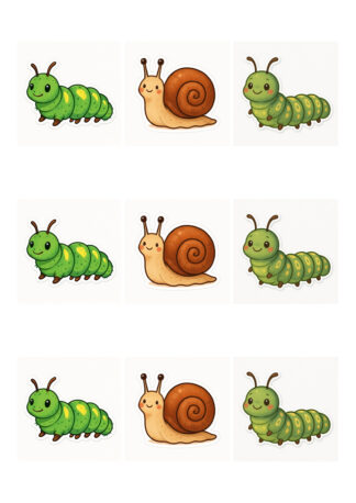 Gommettes planche 10x15cm animaux escargot chenille NS5WM