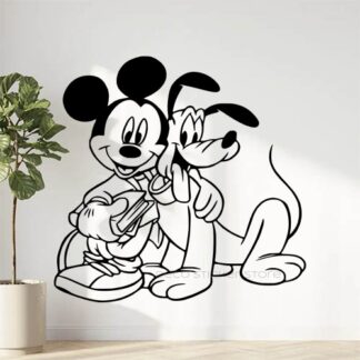 Sticker autocollant Mickey et pluto 50cm à personnaliser avec le prénom