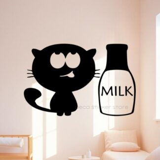Sticker autocollant chat lait milk
