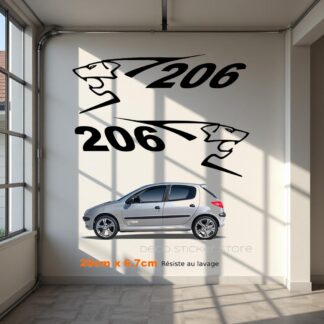 Lot de 2 stickers autocollants Peugeot 206
