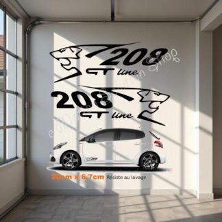 Lot de 2 stickers autocollants Peugeot 208 gt line