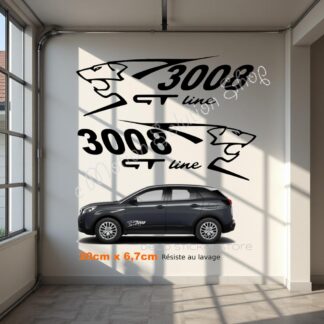 Lot de 2 stickers autocollants Peugeot 3008 gt line