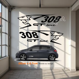 Lot de 2 stickers autocollants Peugeot 308 gt line