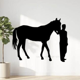 Sticker autocollant cheval ombre et cavalier