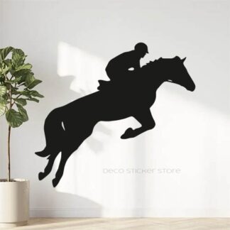 Sticker autocollant cheval saut avec cavalier