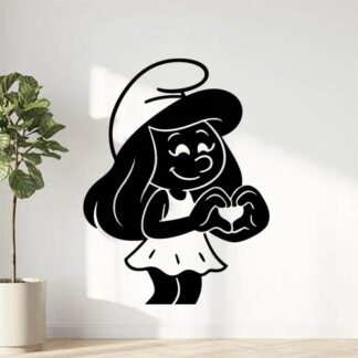 Sticker autocollant Schtroumpfette fait Coeur avec doigts décoration decostickerstore - 5L2DTP