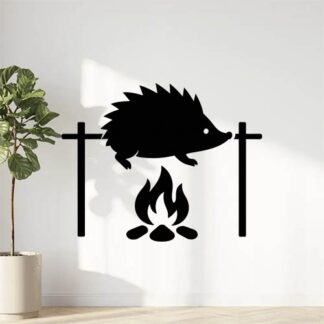 Sticker autocollant Hérisson au tourne broche décoration decostickerstore - 