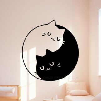 Sticker autocollant  chat ying et yang