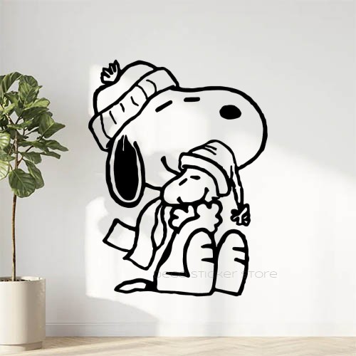 Sticker autocollant chien Snoopy amis calins