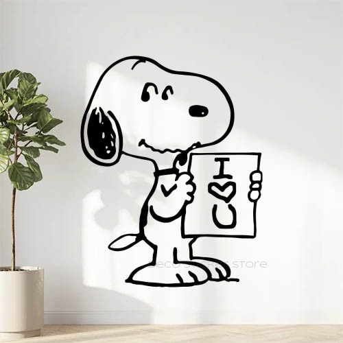 Sticker autocollant chien Snoopy love