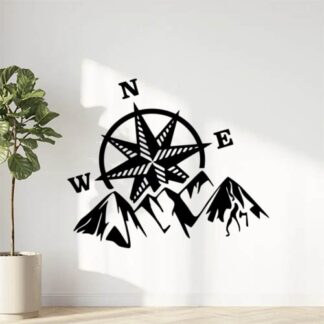 Sticker montagne et rose des vents 4x4