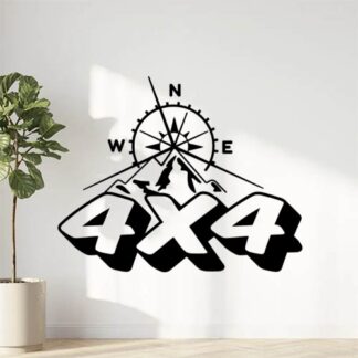 Sticker montagne et rose des vents 4x4