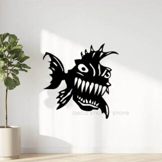 Sticker autocollant poisson piranha