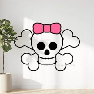 Autocollant crane squelette skull noeud