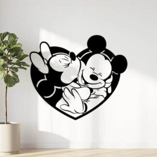 Sticker autocollant Minnie et Mickey bisous coeur