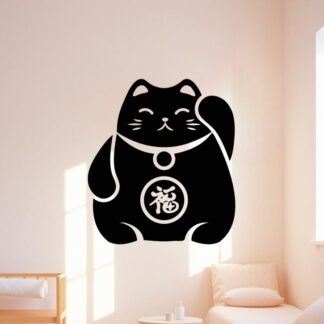 Sticker autocollant chat maneki neko porte bonheur