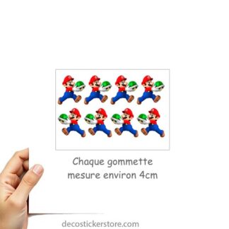 Lot de 8 gommettes adhésives Mario bross et carapace