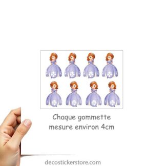Lot de 8 gommettes adhésives princesse Sofia