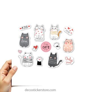 Planche de gommettes adhésives chats
