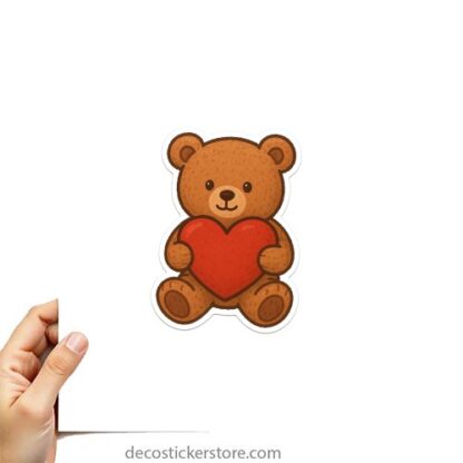 Autocollant Ours en peluche avec un cœur décoration decostickerstore - 7MLFTO