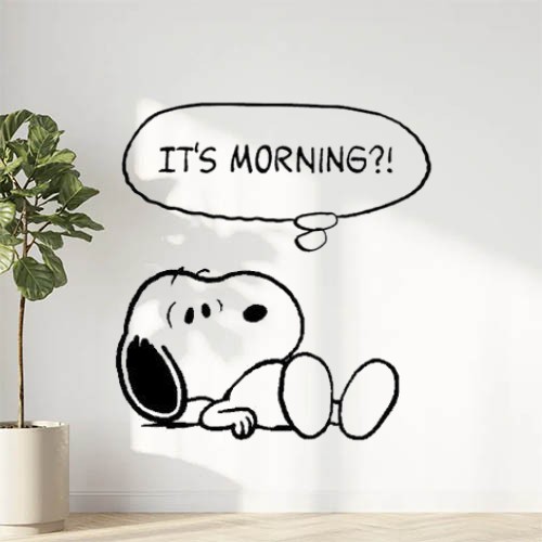 Sticker Autocollant snoopy chien morning animaux  ANI743