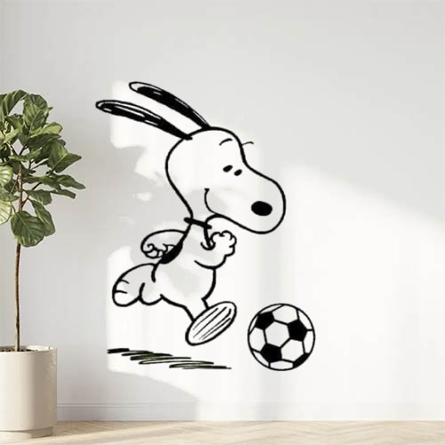 Sticker Autocollant snoopy chien ballon foot animaux  ANI746