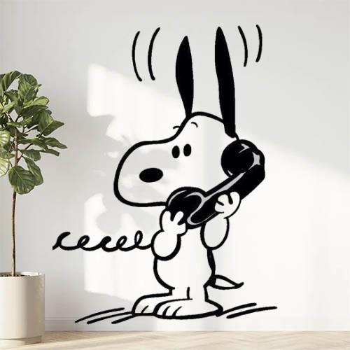 Sticker Autocollant snoopy chien téléphone animaux  ANI749