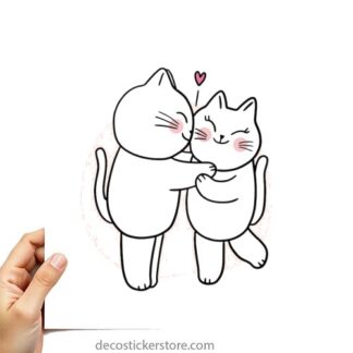 Sticker Autocollant chats love imprimé AQ87289