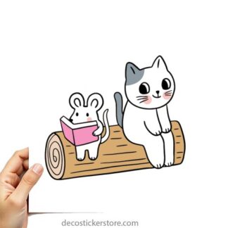 Sticker Autocollant chat et souris imprimé AQ87292