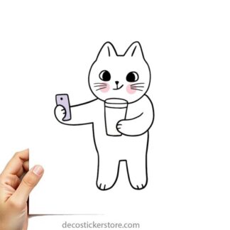 Sticker Autocollant chat selfie imprimé AQ87294