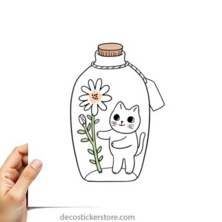 Sticker Autocollant chat fleur imprimé AQ87300