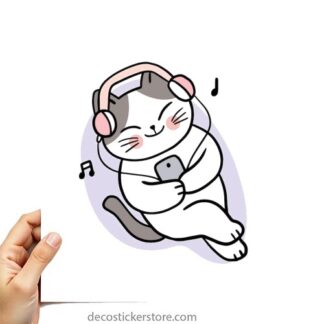 Sticker Autocollant chat musique imprimé AQ87304