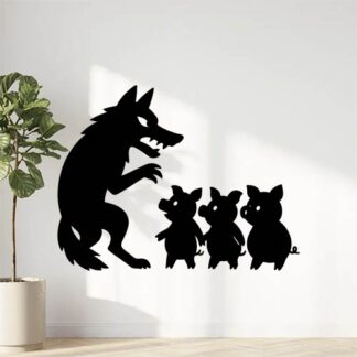 Sticker autocollant loup et cochons décoration decostickerstore - ATA4PA