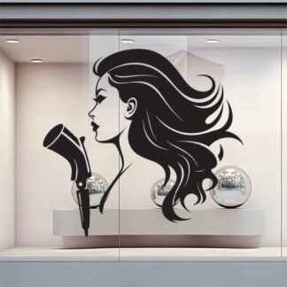 Sticker Autocollant femme coiffure barbier  BC022