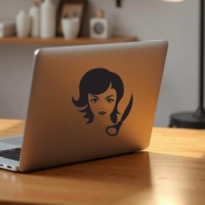 Sticker Autocollant femme coiffure barbier  BC028