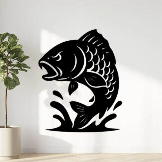 Sticker autocollant carpe courbée agressive qui sort de l'eau décoration decostickerstore - CZNMCL