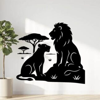 Sticker autocollant Lion avec lionne dans la savane décoration decostickerstore - FG3FTC