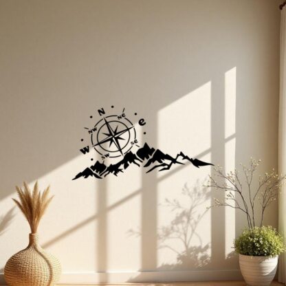 Sticker Autocollant Boussole Montagne