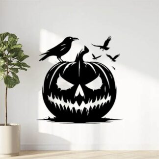 Sticker Autocollant corbeau halloween  H10