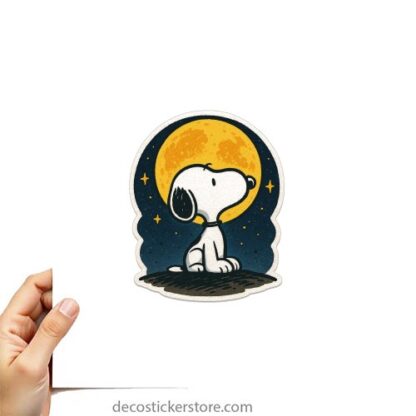 Autocollant Snoopy au clair de lune jaune décoration decostickerstore - HTVSKT