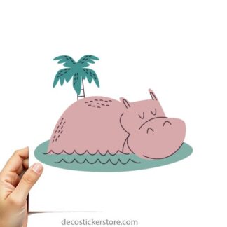 Sticker Autocollant hippopotame  animal imprimé IMP2440