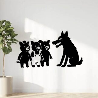 Sticker autocollant loup et cochon décoration decostickerstore - JK8863