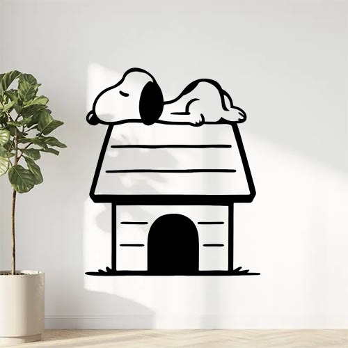 Sticker autocollant Snoopy Dort sur sa niche décoration decostickerstore - KHLSIC