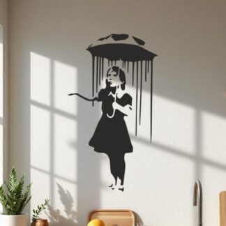 Sticker Autocollant     La fille au Parapluie street art L87301