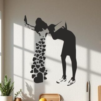 Sticker Autocollant     Femme qui Vomit des Coeurs street art L87303