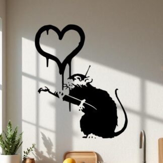 Sticker Autocollant   Rat Pinceau Coeur street art L87313