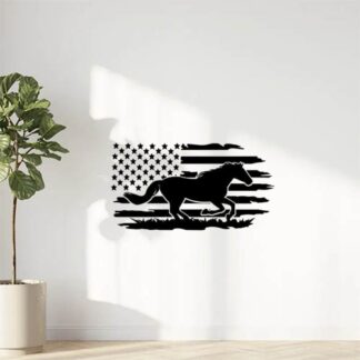 Sticker Autocollant cheval animal animaux drapeau montagne  LB22